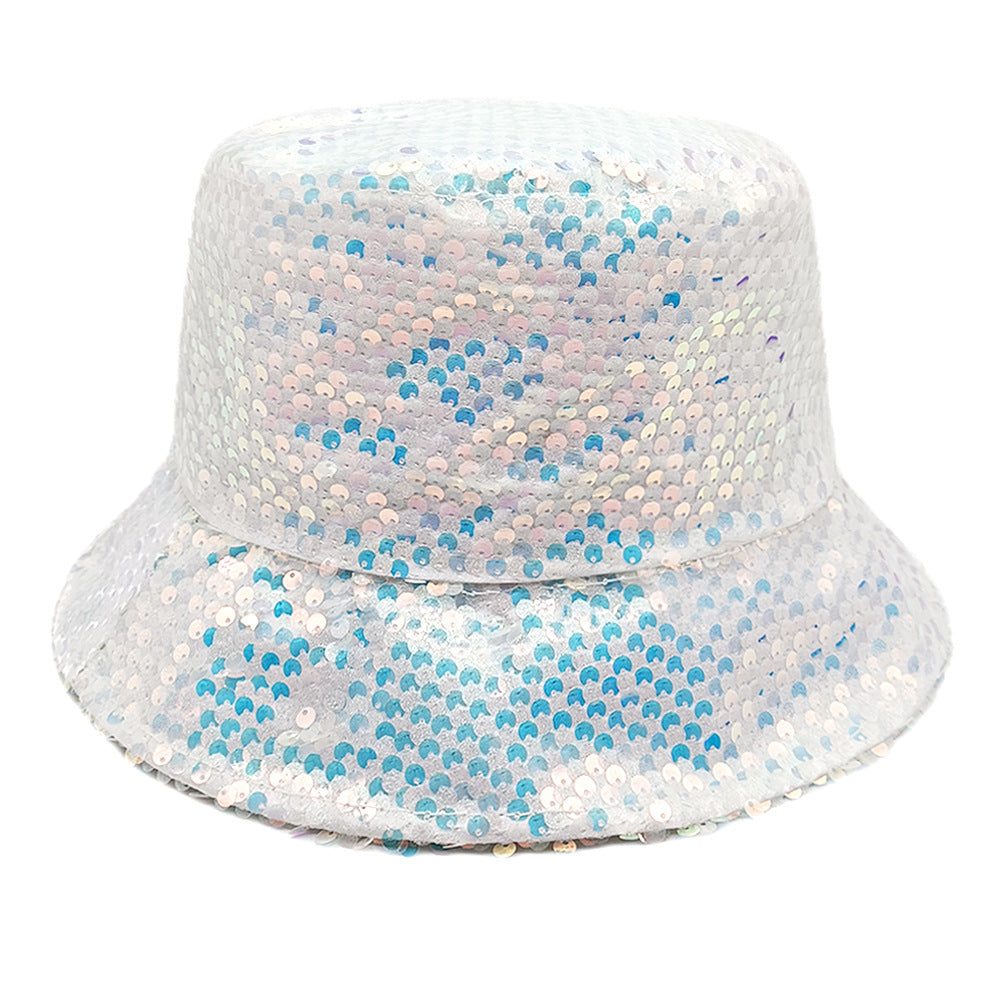Wholesale Colorful sequin hat double-sided sun hat sun protection bucket hat